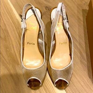 Used Christian Louboutin White Open Toe